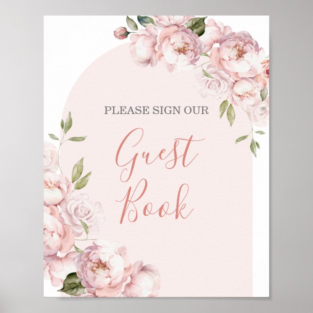 Rosa Flowers Girl Baby in Bloom Guest Bok Poster (Framsidan)