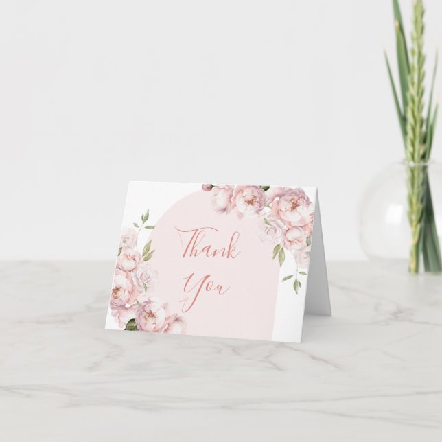 Rosa Flowers Girl Baby Shower Baby i Bloom Folamet Tack Kort (Framsida)
