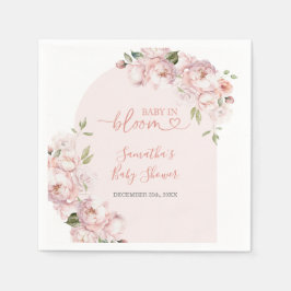 Rosa Flowers Girl Baby Shower Baby in Bloom Pappersservett