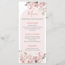 Rosa Flowers Girl Baby Shower Baby på Bloom Menu Meny