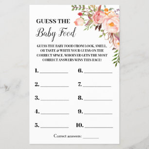 Rosa Flowers gissar att Baby matduschkort Flygblad