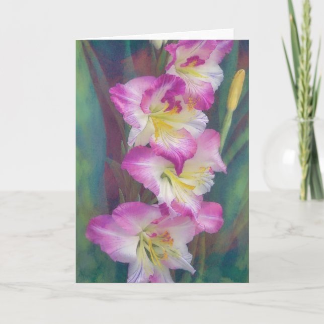 Rosa Flowers Gladiolus Art Note Card Kort (Framsida)