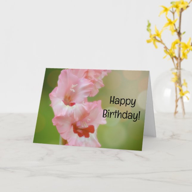 Rosa Flowers Gladiolus Garden Birthday Card Kort (Gul blomma)
