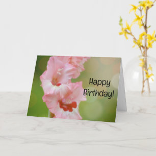 Rosa Flowers Gladiolus Garden Birthday Card Kort