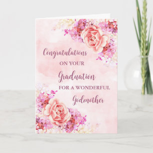 Rosa Flowers Godmor Grattis Studenten Kort