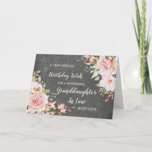 Rosa Flowers Granddotter i Law Birthday Kort