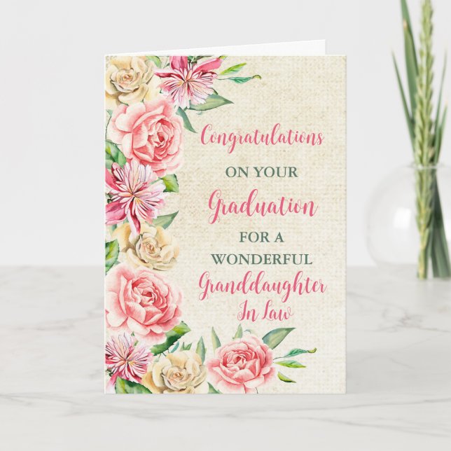 Rosa Flowers Granddotter i Law Studenten Kort (Framsida)