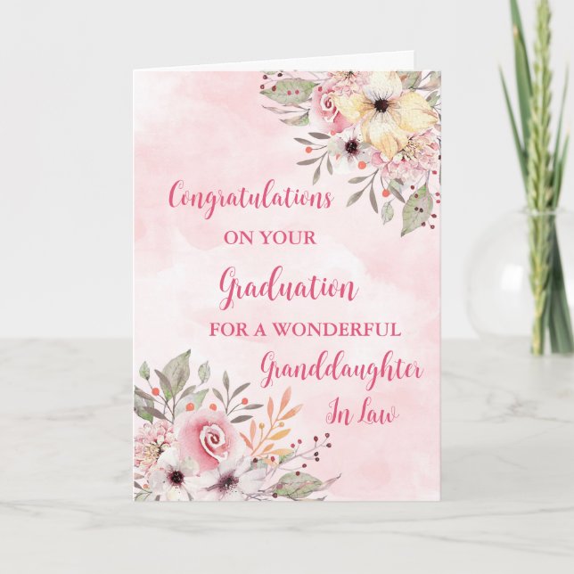 Rosa Flowers Granddotter i Law Studenten Kort (Framsida)