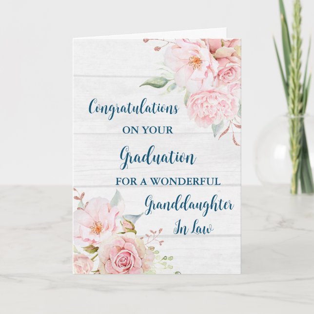 Rosa Flowers Granddotter i Law Studenten Kort (Framsida)