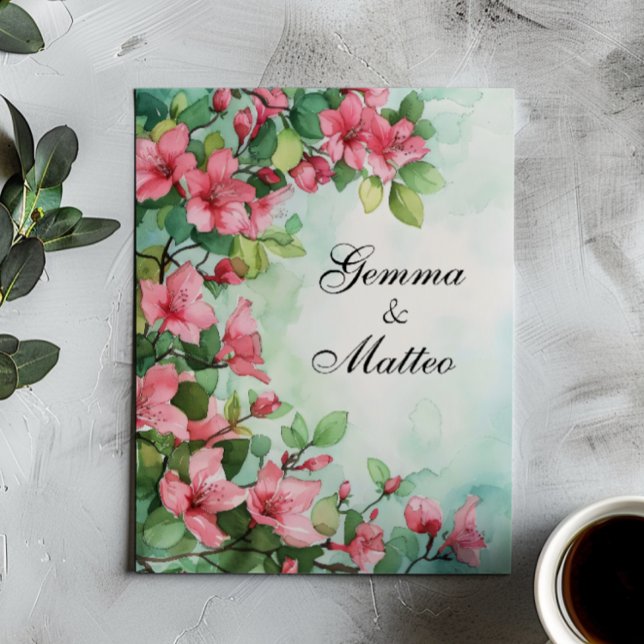 Rosa Flowers Greenery Bröllop Inbjudningar (Skapare uppladdad)