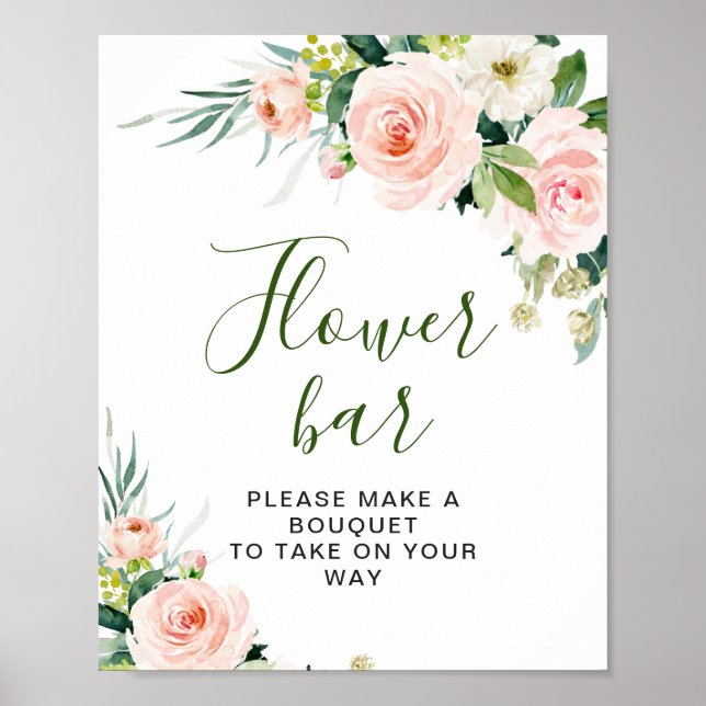 Rosa  Flowers Grey Blommigt Flower Pub-tecken Poster (Framsidan)