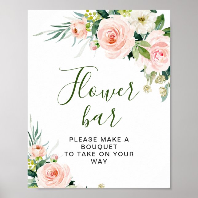 Rosa  Flowers Grey Blommigt Flower Pub-tecken Poster (Framsidan)