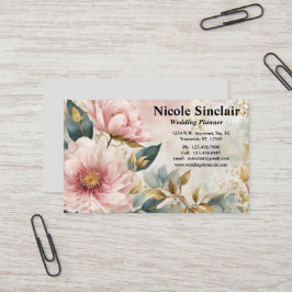 Rosa Flowers Grönt & Guld Accents Bröllop Events Visitkort