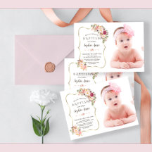  Rosa Flowers Guld Girl Photo Baptism