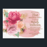 Rosa Flowers Guld Glitter 21:a födelsedagen Party Inbjudningar<br><div class="desc">Elegant botaniskt med  rosa blommigt (ro) och glitter guld på rosa och vit vattenfärg 21:a födelsedag för kvinnor. Kontakta oss om du behöver hjälp med anpassning eller om du vill begära matchande produkter.</div>
