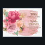 Rosa Flowers Guld Glitter 30års födelsedag Party Inbjudningar<br><div class="desc">Elegant botaniskt med  rosa blommigt (ro) och glitter guld på rosa och vit vattenfärg 30års födelsedag inbjudan till kvinnor. Kontakta oss om du behöver hjälp med anpassning eller om du vill begära matchande produkter.</div>