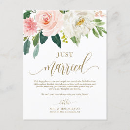 Rosa Flowers Guld Ny gifta Photo Bröllop Vykort