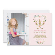 Rosa Flowers Guld Unicorn Photo Birthday