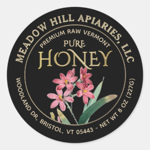 ROSA FLOWERS HONEY ETIKETT GULD PÅ BLACK