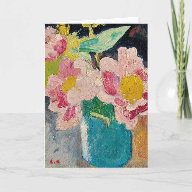 Rosa Flowers i Blå Vas | Louis Valtat Kort (Framsida)