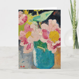 Rosa Flowers i Blå Vas Louis Valtat Kort