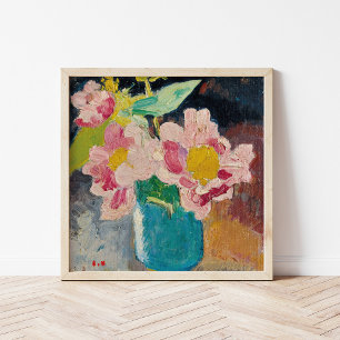 Rosa Flowers i Blå Vas Louis Valtat Poster