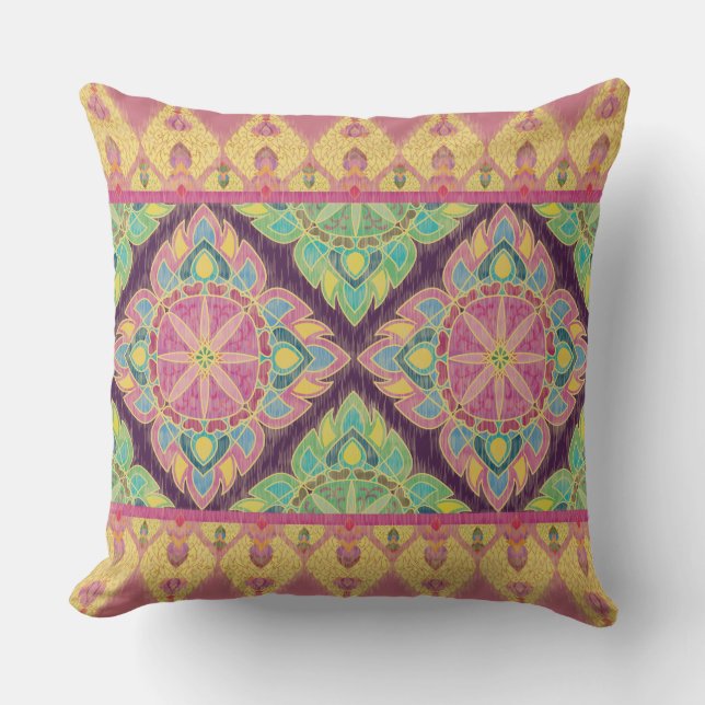 Rosa Flowers i Garden Kudde (Framsida)