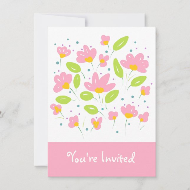 Rosa Flowers Inbjudningar (Framsida)