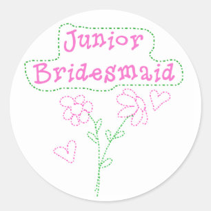 Rosa Flowers Junior Bridesmaid Runt Klistermärke