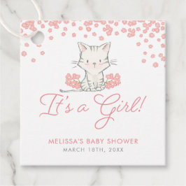 Rosa Flowers Kitten Girl Baby Shower Gåvor Etiketter