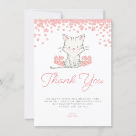 Rosa Flowers Kitten Girl Baby Shower Tack Kort
