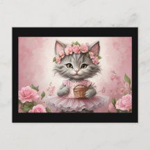 Rosa Flowers Kitten i Dress