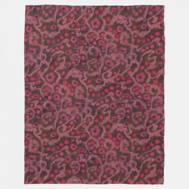 Rosa Flowers,  Kurvor, fiberkonst mönster Fleecefilt (Framsidan)