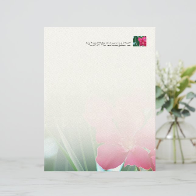 Rosa Flowers Letterhead Brevhuvud (Stående Fram)