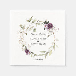 Rosa Flowers Löv Bröllop Lila  Flowers Pappersservett