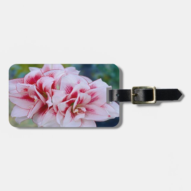 Rosa Flowers Luggage Tag Bagagebricka (Horisontell Framsida)