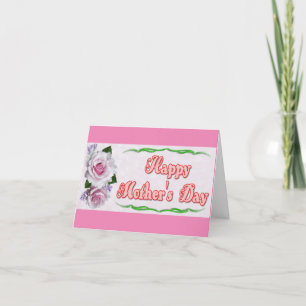 Rosa Flowers Lycklig Mors dag Card Tack Kort
