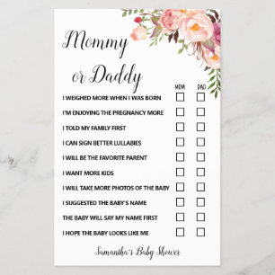 Rosa Flowers Mamma eller Pappa Said Baby Shower Ga Flygblad
