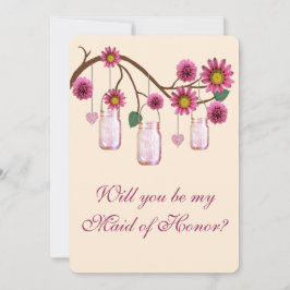 Rosa Flowers Mason Burk Maid of honor Card Inbjudningar