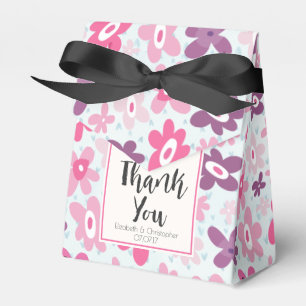 Rosa Flowers med Blue Hearts Cute Tack Presentaskar