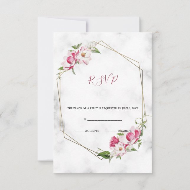 Rosa Flowers med Guld OSA Kort (Framsida)