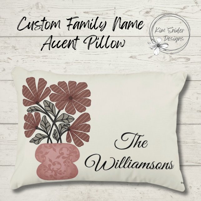 Rosa Flowers med Namn Prydnadskudde (Skapare uppladdad)