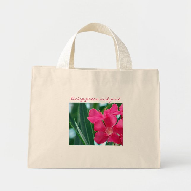 Rosa Flowers Mini Tote Bag Mini Tygkasse (Framsidan)