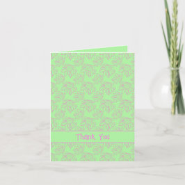 Rosa Flowers minimalistiska Tack i Grönt Kort