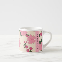 Rosa Flowers, Mönster, ditt namn Espressomugg