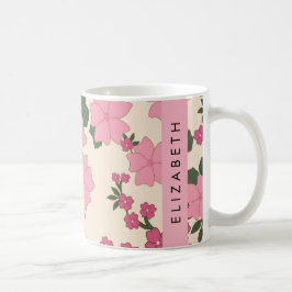 Rosa Flowers, Mönster, ditt namn Kaffemugg