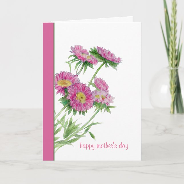Rosa Flowers Mors dag Card Kort (Framsida)