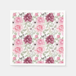 Rosa Flowers Napkins Pappersservett