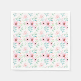 Rosa Flowers Napkins Pappersservett