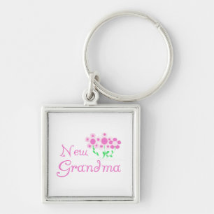 Rosa Flowers New Grandma Gifts Fyrkantig Silverfärgad Nyckelring
